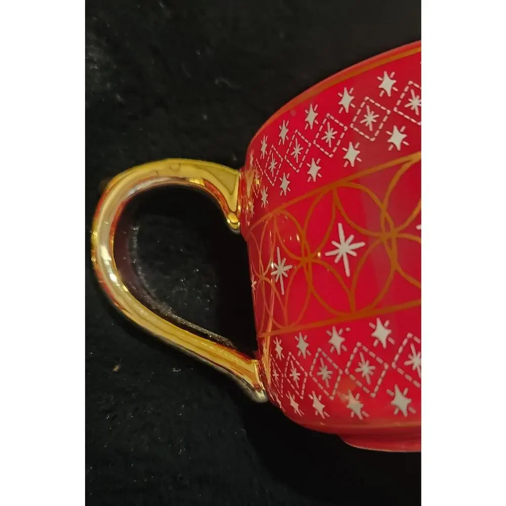 Harry and David Winter Snowflakes Stars‎ Gold Accent Coffee 2 Set Mugs